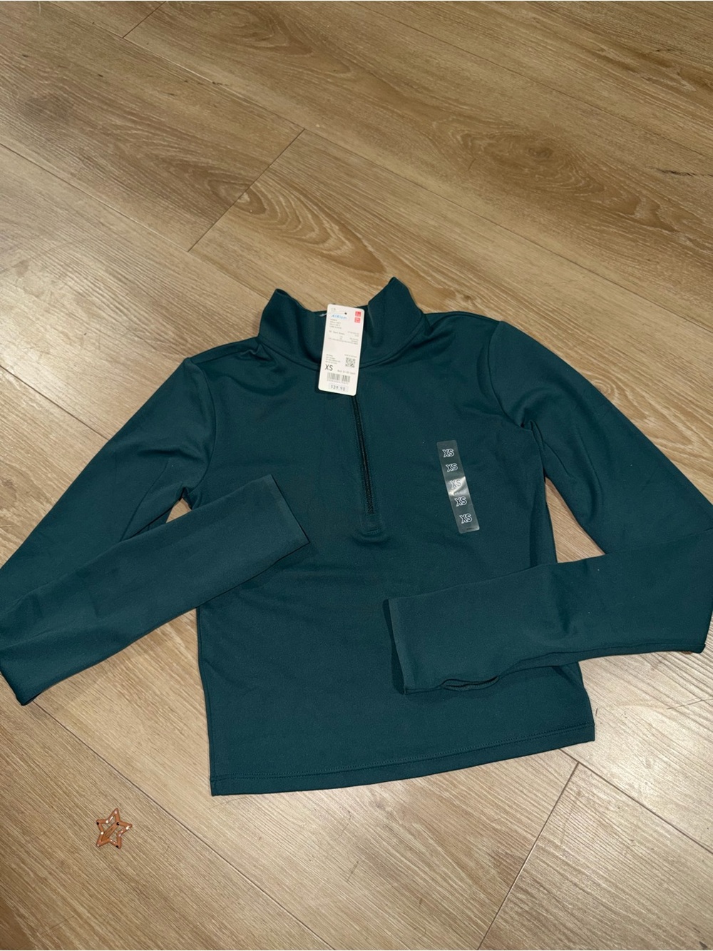 Uniqlo Teal Half-Zip Mock Neck Sweater